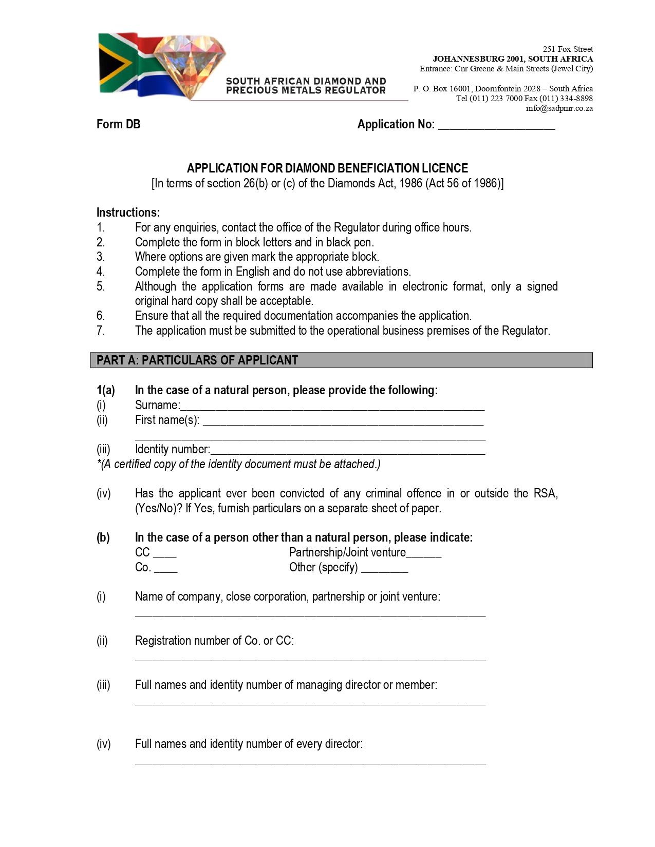 Diamond Beneficiation Licence: Allows cutting and polishing rough diamonds.
